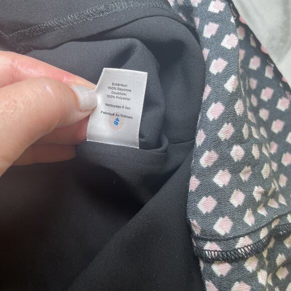 Talbots 100% Rayon Pleated A-Line Midi Skirt Black Pink Ivory Print Womens Sz 10 - Picture 8 of 11